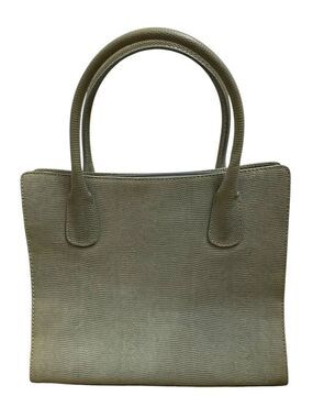 Vintage Lancel Paris Italy Gray Lizard Embossed Leather Tote Bag